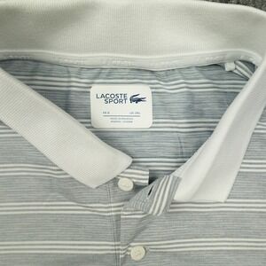 Lacoste Sport Polo Shirt Mens 3XL Gray White Striped Performance Crocodile SS
